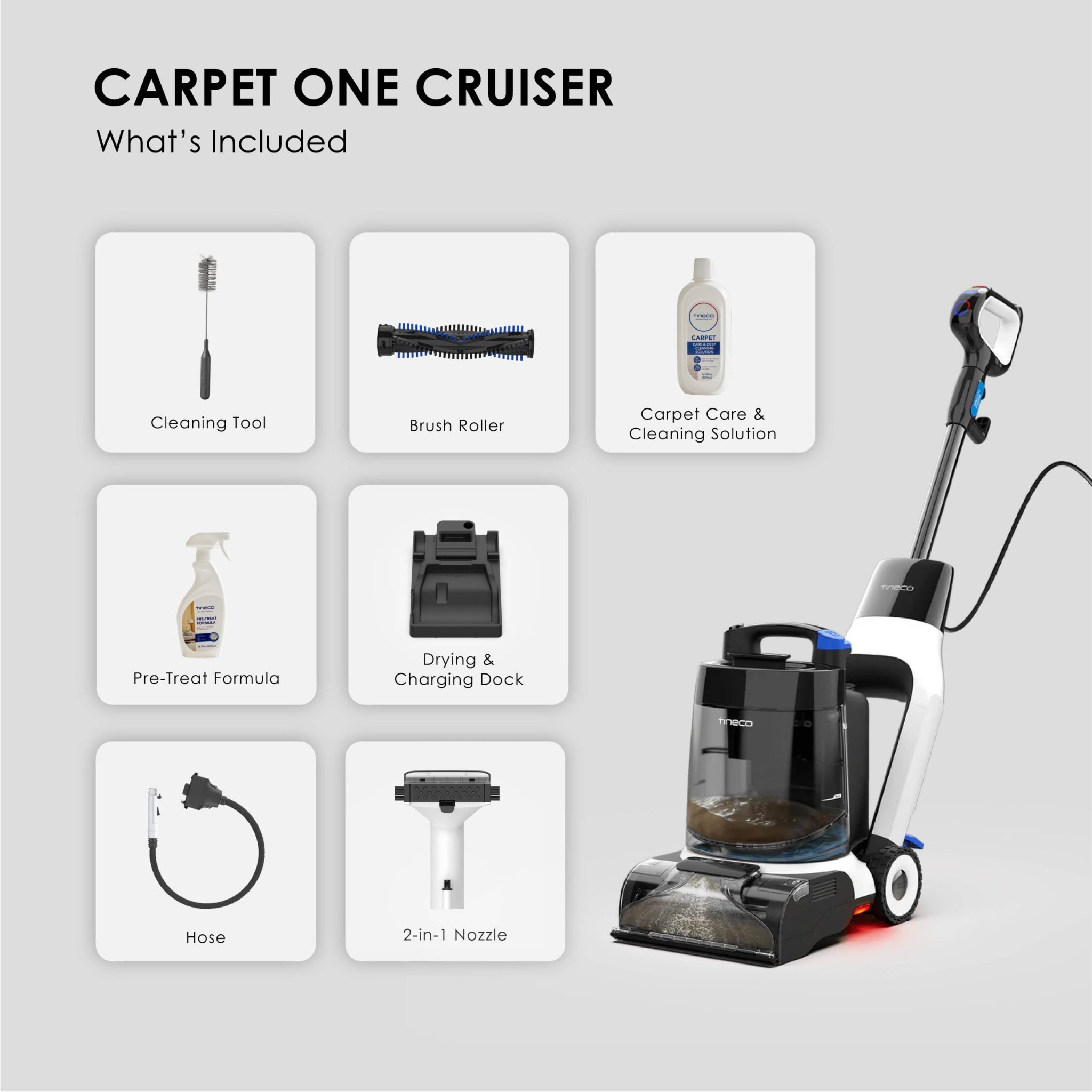 Tineco Carpet One Cruiser Smart Carpet Cleaner | 130W Suction | 75°C DualCore PowerDry | FlashDry Self Cleaning - Image 9