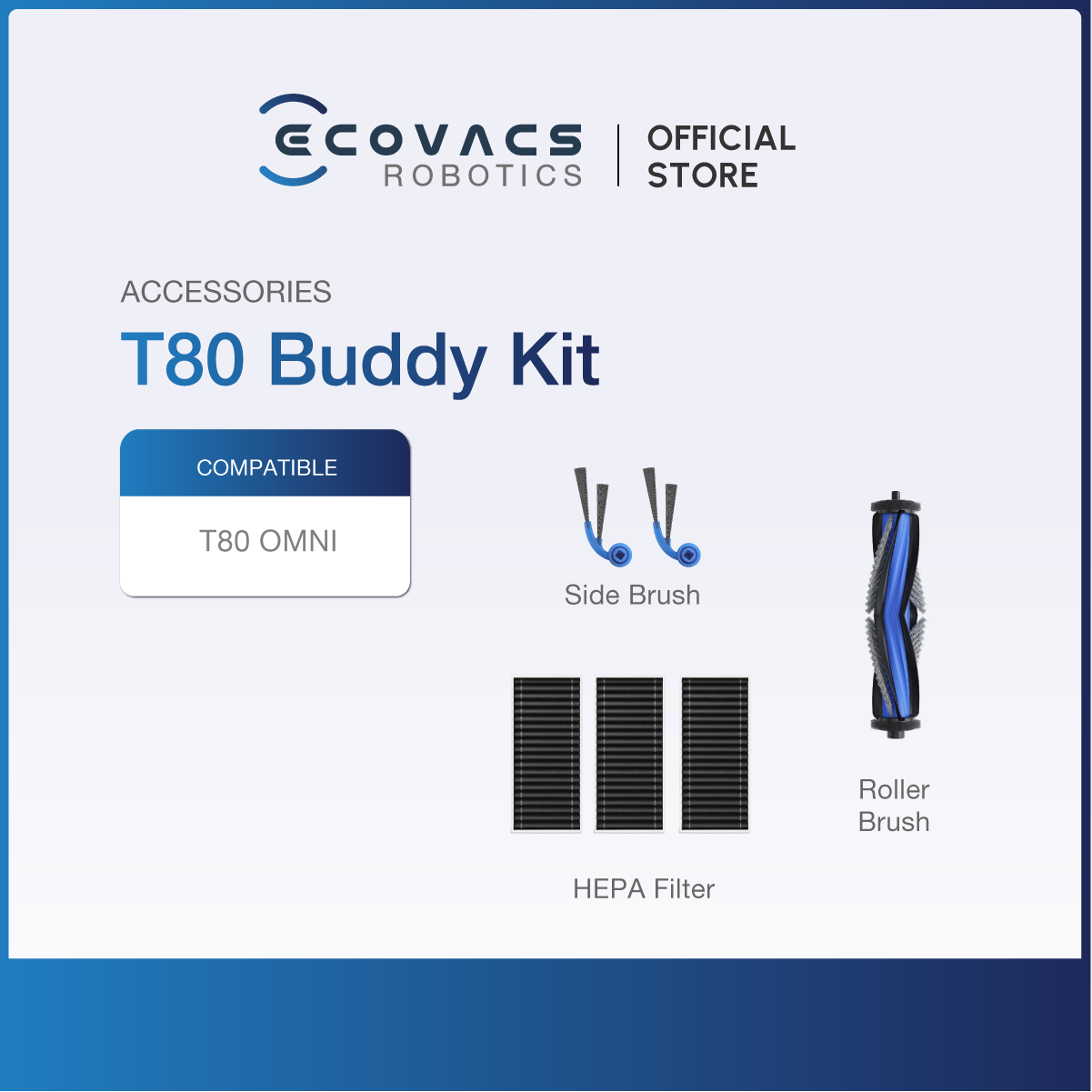 ECOVACS Deebot T80 Omni Accessories Listing - Accs Kit, Dustbag, Roller Mop