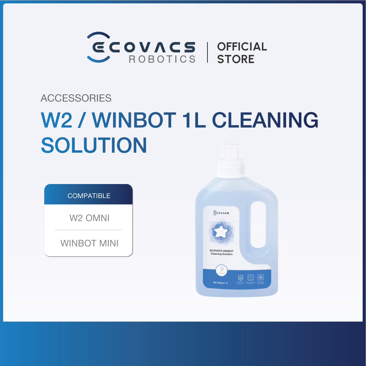 ECOVACS WINBOT W2 OMNI/WINBOT MINI Accessories Listing - Mop Pads, & Cleaning Solution