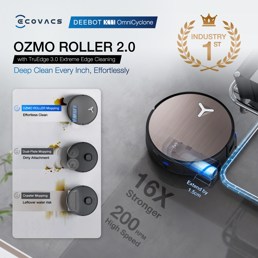 ECOVACS Deebot X11 OmniCyclone Floor Washing Robot Vacuum - Image 3