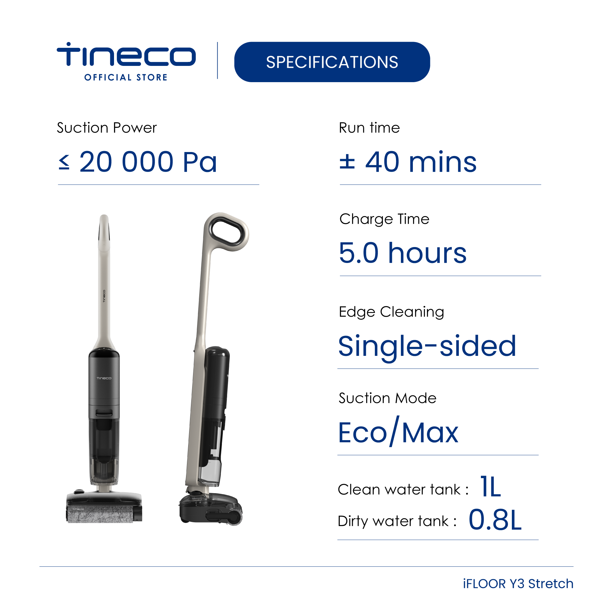Tineco iFloor Y3 Stretch Cordless Wet Dry Vacuum Cleaner | 20kPa Suction | Anti-Tangle - Image 2
