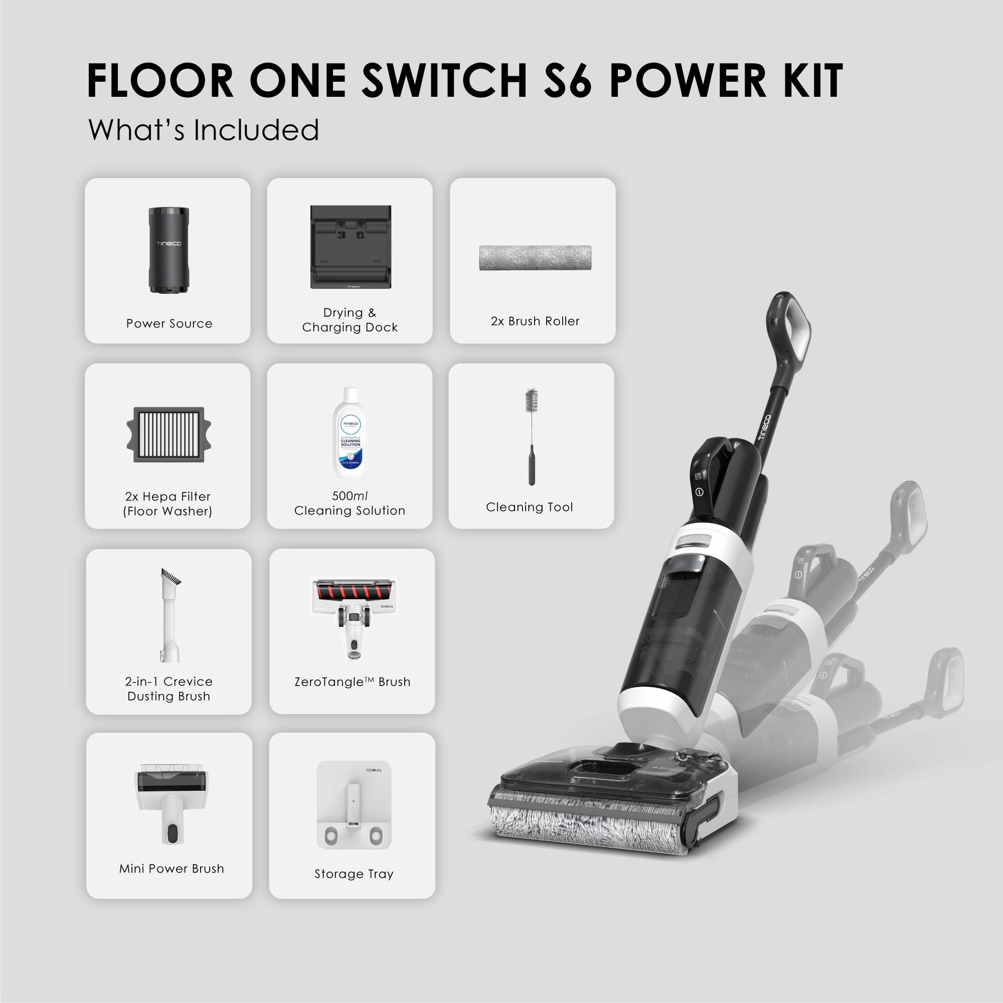 Tineco Floor One Switch S6 Power Kit Smart 5-in-1 Multi-Function Wet Dry Floor Washer Vacuum Cleaner | 25kPa Suction - Image 9