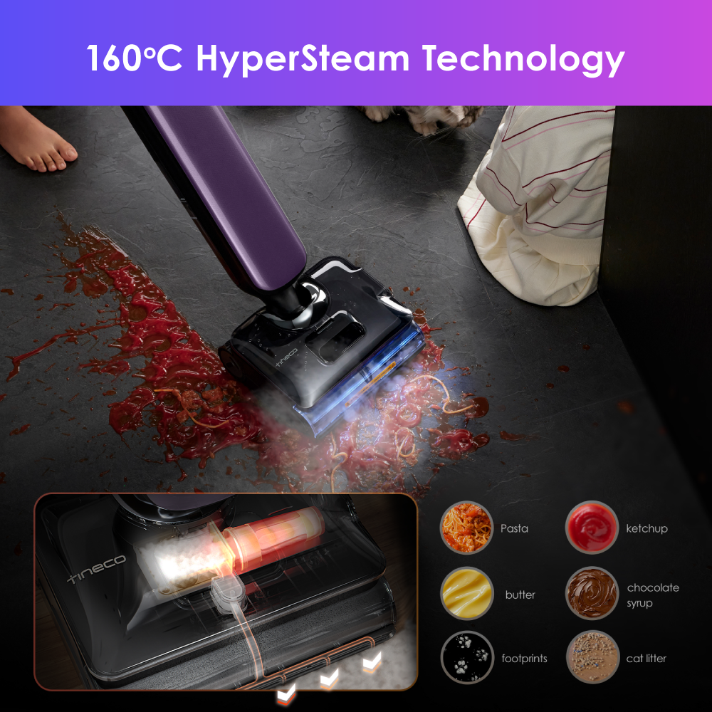 Tineco Floor One S9 Artist Steam Pro Lay-flat Wet Dry Vacuum Cleaner | 160°C HyperSteam | 90 mins Runtime | 25kPa Suction - Image 3