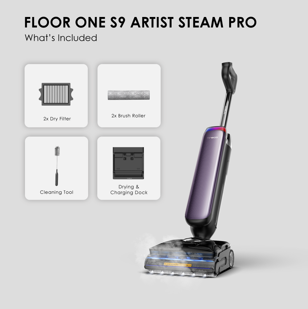 Tineco Floor One S9 Artist Steam Pro Lay-flat Wet Dry Vacuum Cleaner | 160°C HyperSteam | 90 mins Runtime | 25kPa Suction - Image 11