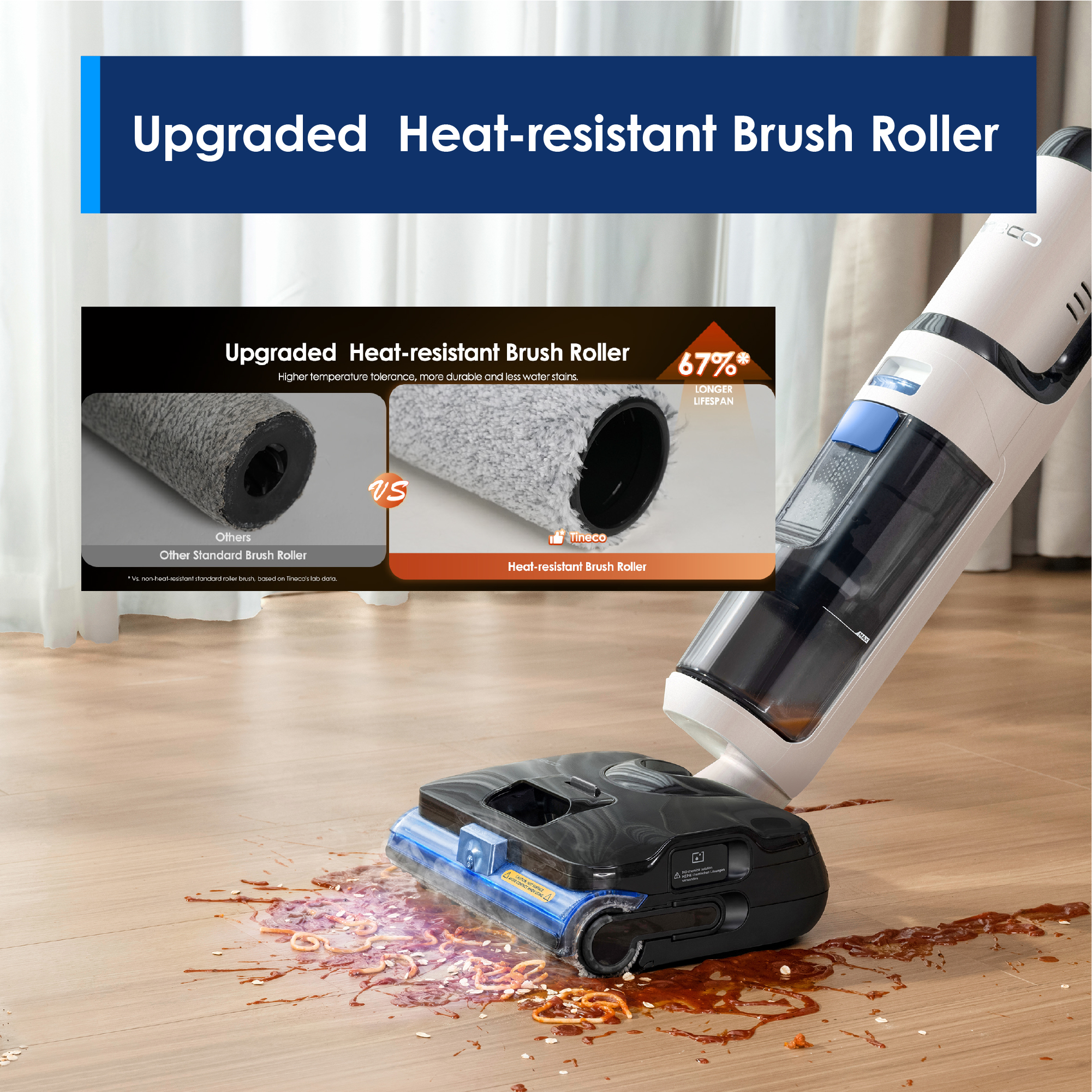 Tineco Floor One S6 Stretch Steam Smart Floor Washer Vacuum Cleaner | 22kPa Suction | 160°C HyperSteam | Corded - Image 6