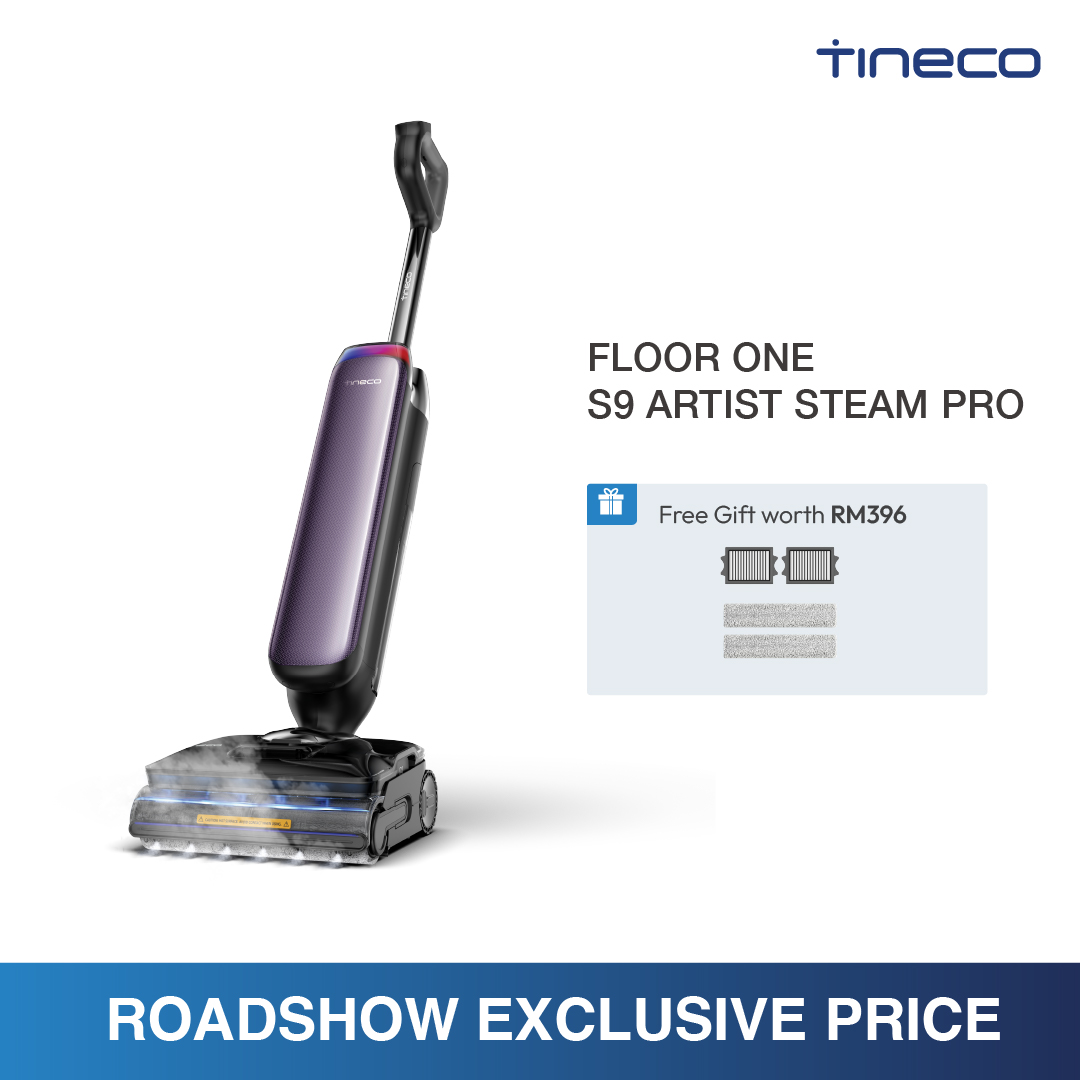 【ROADSHOW EXCLUSIVE】Tineco Floor One S9 Artist Steam Pro Lay-flat Wet Dry Vacuum Cleaner | 160°C HyperSteam | 90 mins Runtime | 22kPa
